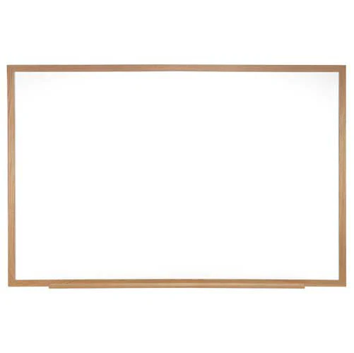 120.5" x 48.5" Wood Frame Porcelain Magnetic Whiteboard w/ 4 Markers & Eraser