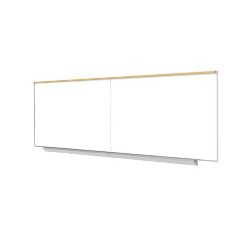 48.5" x 193.25" Alum Frame Premium Porcelain Magnetic Whiteboard (2 pcs w/joiner) 1" Maprail,4 Mrkrs