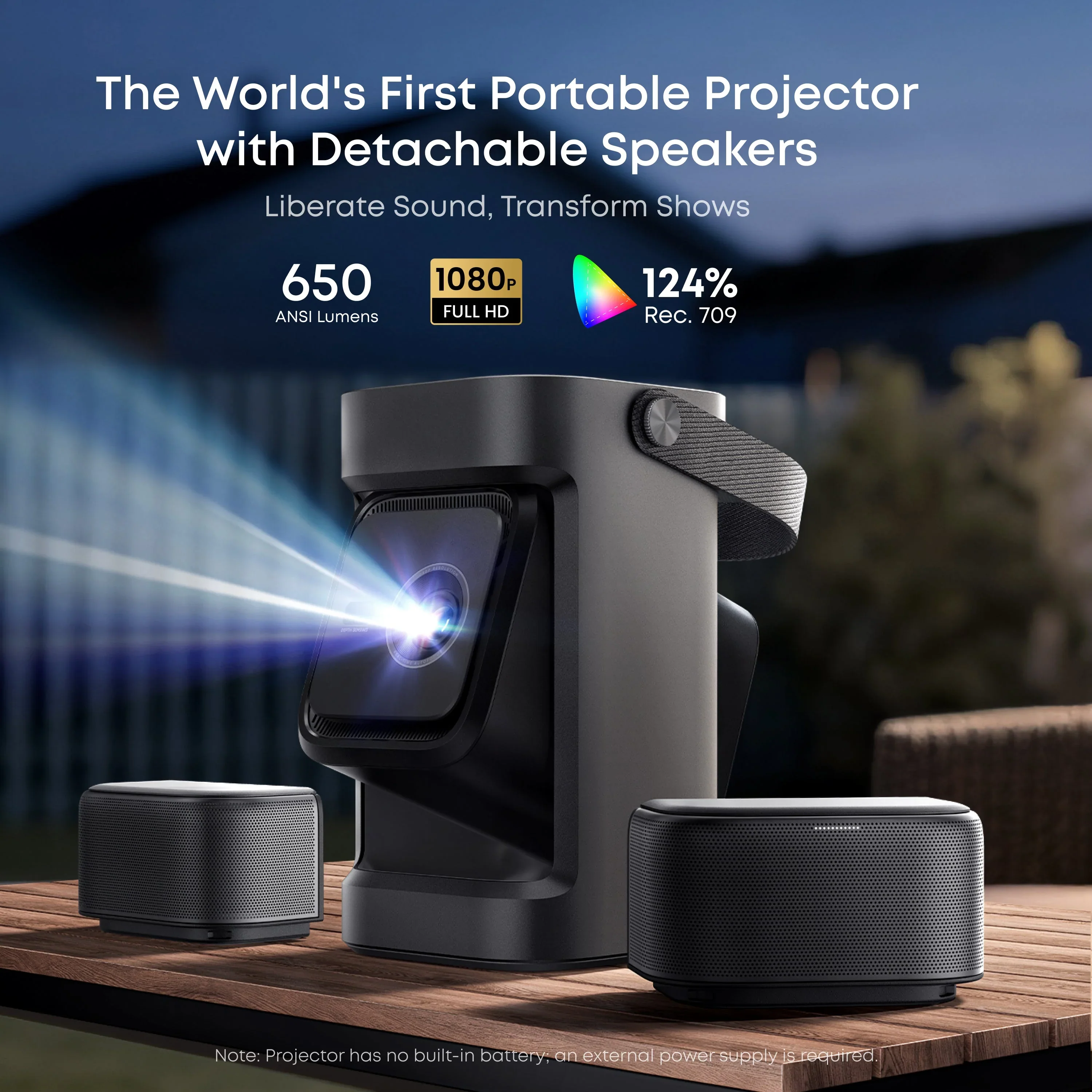 Anker Soundcore Nebula P1 - 1080P Portable Projector with Detachable Speakers - 650 ANSI Lumens - Image 2