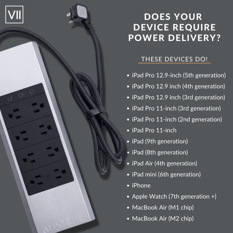 Austere Power VII Series 8-Outlet with Omniport USB+PD (North America) | 7S-PS8-US1 - Image 8