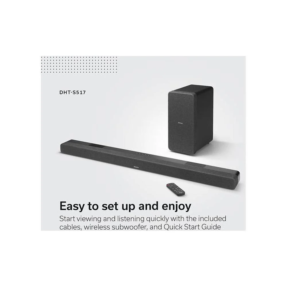 Denon DHT-S517 Powered 3.1.2 channel sound bar and wireless subwoofer system with built-in Bluetooth® and Dolby Atmos - DHTS517 - Image 7