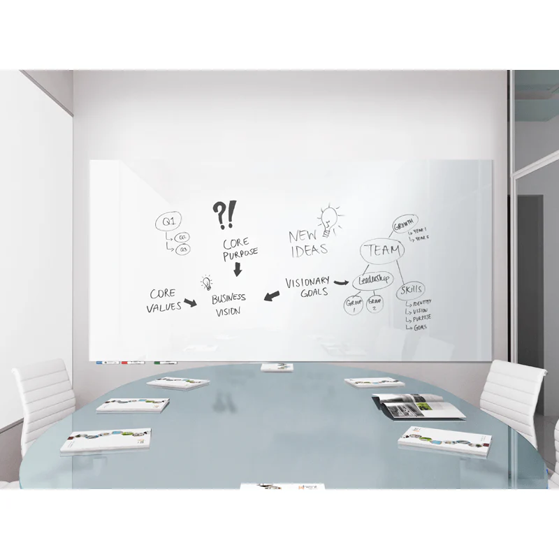 Ghent ARIASM46WH Aria 4'H x 6'W Magnetic Low Profile 1/4" Glassboard - Horizontal White - Image 7