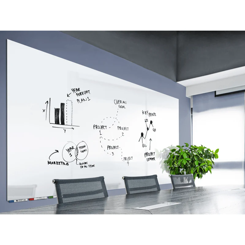 Ghent ARIASM64WH Aria 6'H x 4'W Magnetic Low Profile 1/4" Glassboard - Vertical White - Image 6