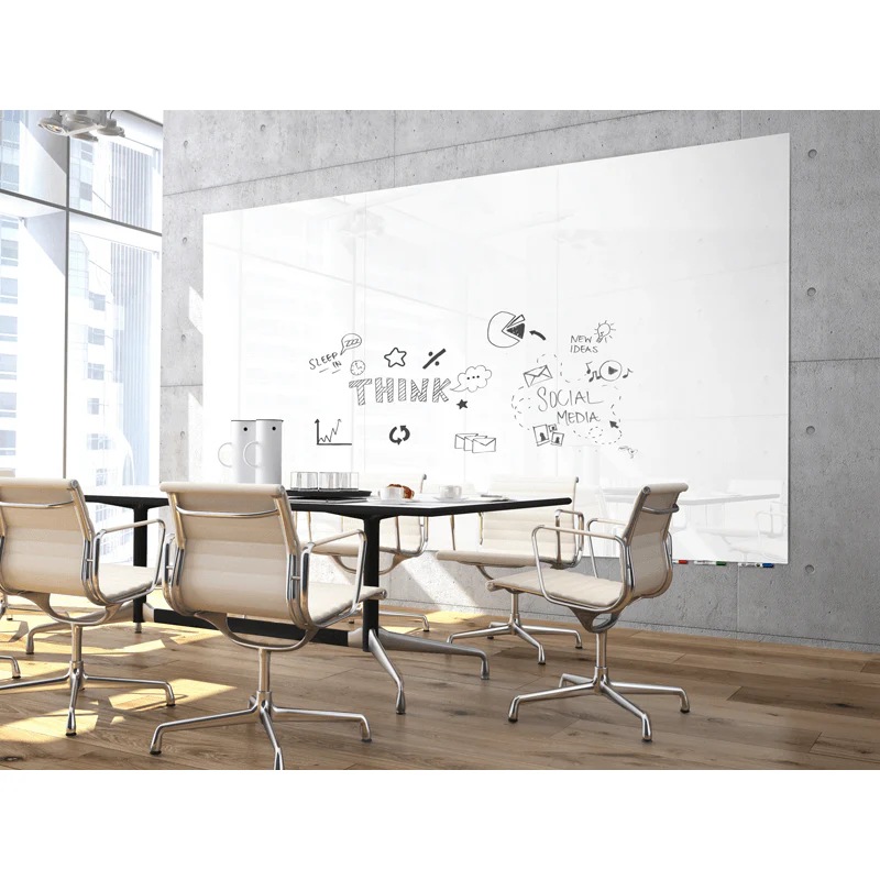 Ghent ARIASN54WH Aria 5'H x 4'W Low Profile 1/4" Glassboard - Vertical White - 4 Markers and Eraser - Image 9