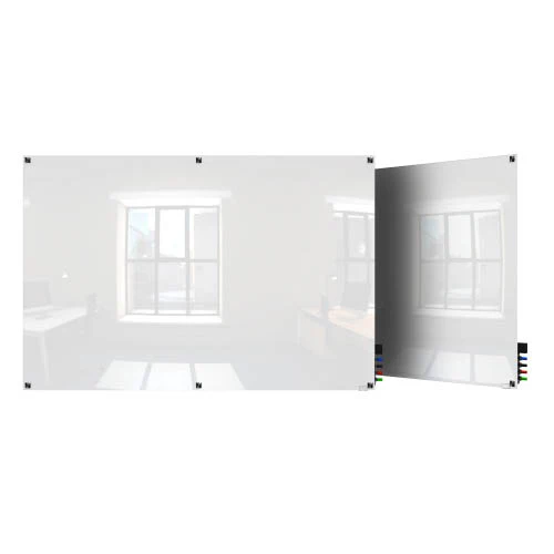 Ghent HMYSM46WH 4'x6' Harmony Magnetic Glass Board- Square Corners-White-4 Magnets, 4 Markers,Eraser