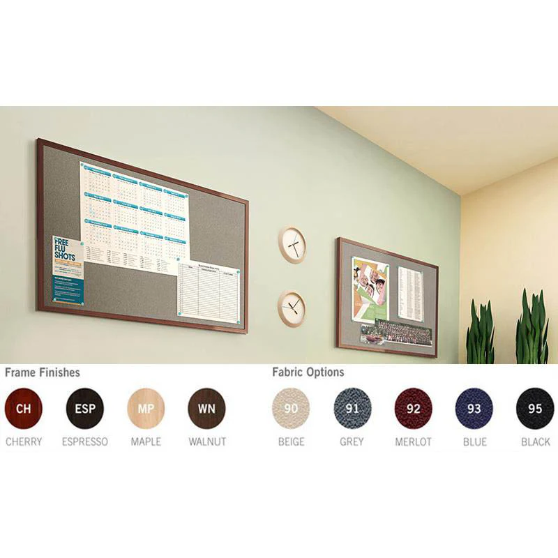 Ghent IMM48MPF90 47.75" x 95.75" Impression Modern Frame - Beige Fabric Tackboard - Maple Finish