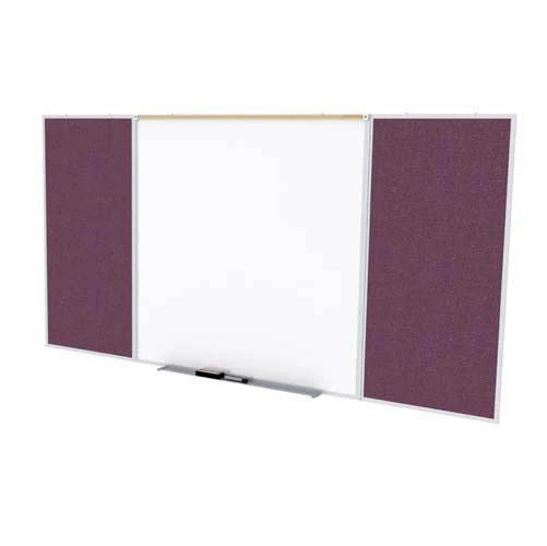 Ghent-SPC410D-V-187 - 4'x10' Style D Combination - Porcelain Magn Whtbd / Vinyl Fabric Bull - Berry
