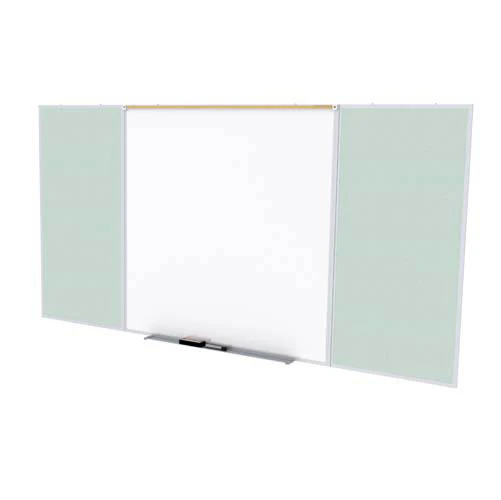 Ghent-SPC410D-V-193 - 4'x10' Style D Combination - Porcelain Magn Whtbd / Vinyl Fabric Bull - Silver