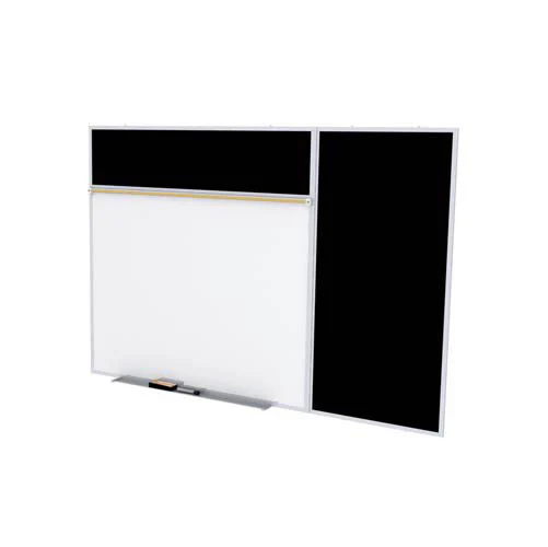 Ghent-SPC412B-ATR-BK - 4'x12' Style B Combination - Porc Magn Whtbd / Recyc Rubber Bull - Black