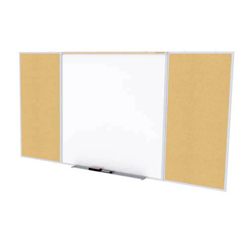 Ghent-SPC412D-K - 4'x12' Style D Combination - Porcelain Magnetic Whiteboard / Natural Cork Bull