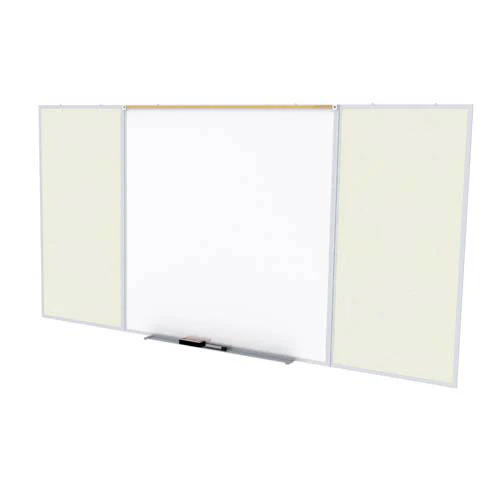 Ghent-SPC412D-V-185 - 4'x12' Style D Combination - Porcelain Magn Whtbd / Vinyl Fabric Bull - Ivory