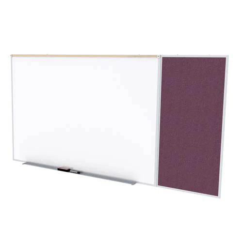 Ghent-SPC416C-V-187 - 4'x16' Style C Combination - Porcelain Magn Whtbd / Vinyl Fabric Bull - Berry