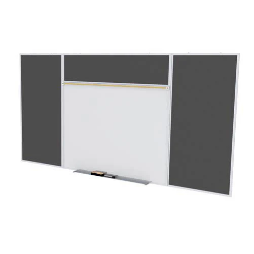 Ghent-SPC416E-ATR-BK - 4'x16' Style E Combination - Porc Magn Whtbd / Recyc Rubber Bull - Black