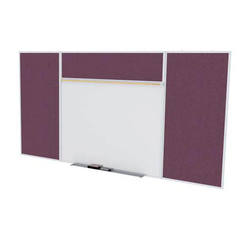 Ghent-SPC416E-V-187 - 4'x16' Style E Combination - Porcelain Magn Whtbd / Vinyl Fabric Bull - Berry
