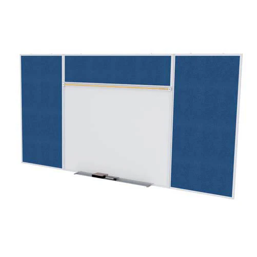 Ghent-SPC416E-V-195 - 4'x16' Style E Combination - Porcelain Magn Whtbd / Vinyl Fabric Bull - Navy