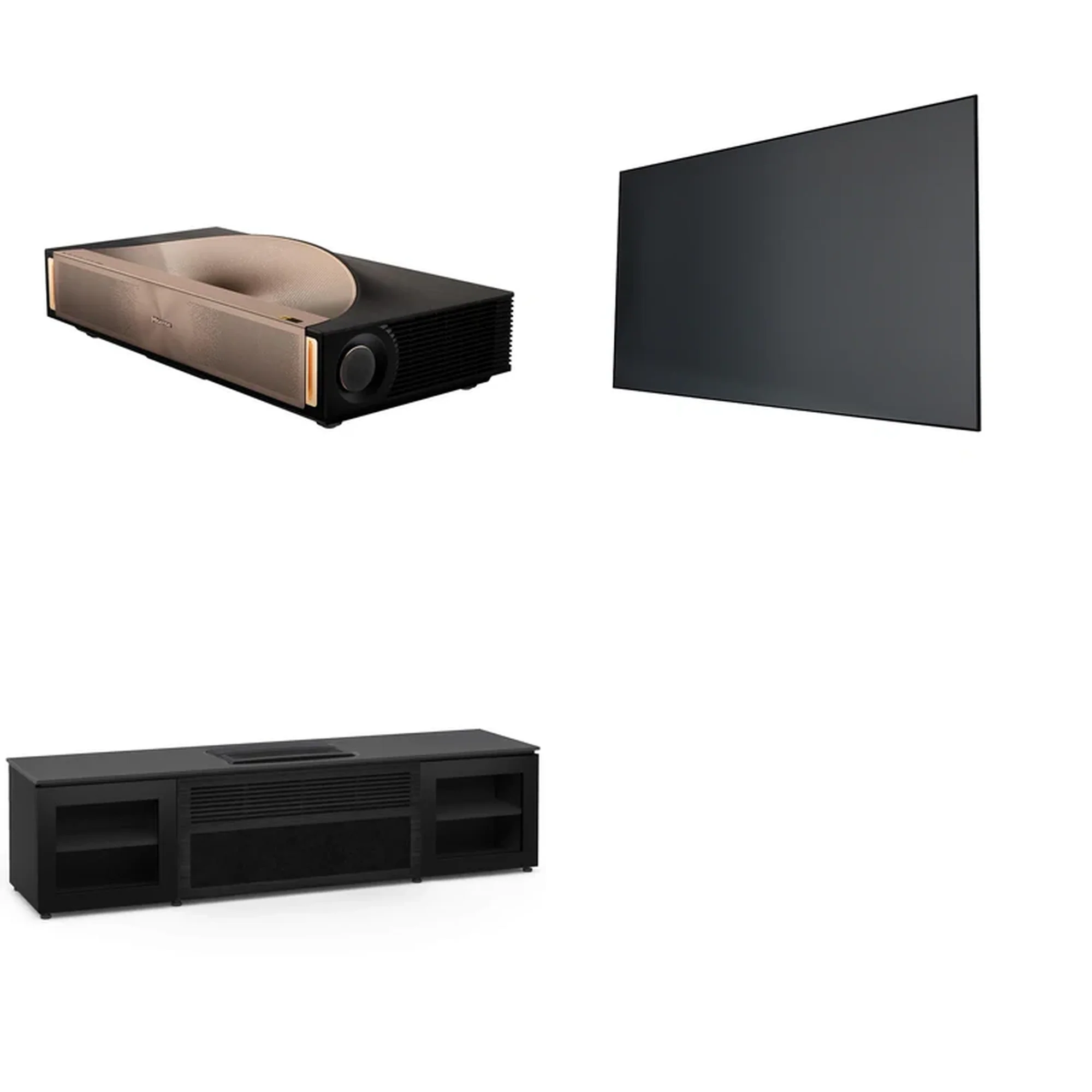 Hisense L9Q + Spectra Vantage 100" UST Fixed Frame Screen + Salamander Oslo Cabinet Bundle