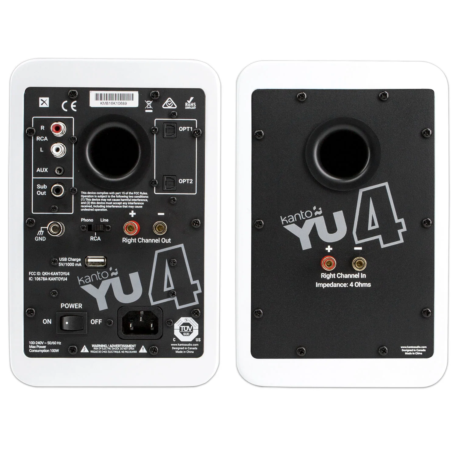 Kanto Living YU4 2-Way Powered Bookshelf Speakers (Matte White, Pair) - Image 3