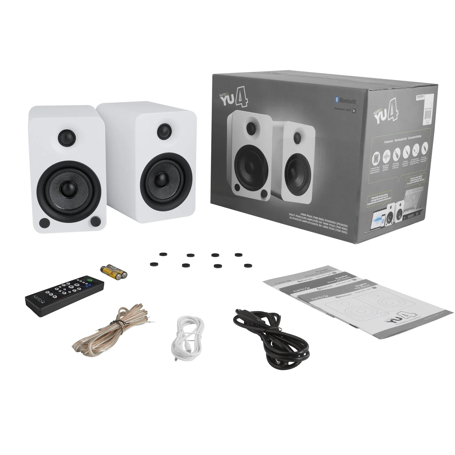 Kanto Living YU4 2-Way Powered Bookshelf Speakers (Matte White, Pair) - Image 4