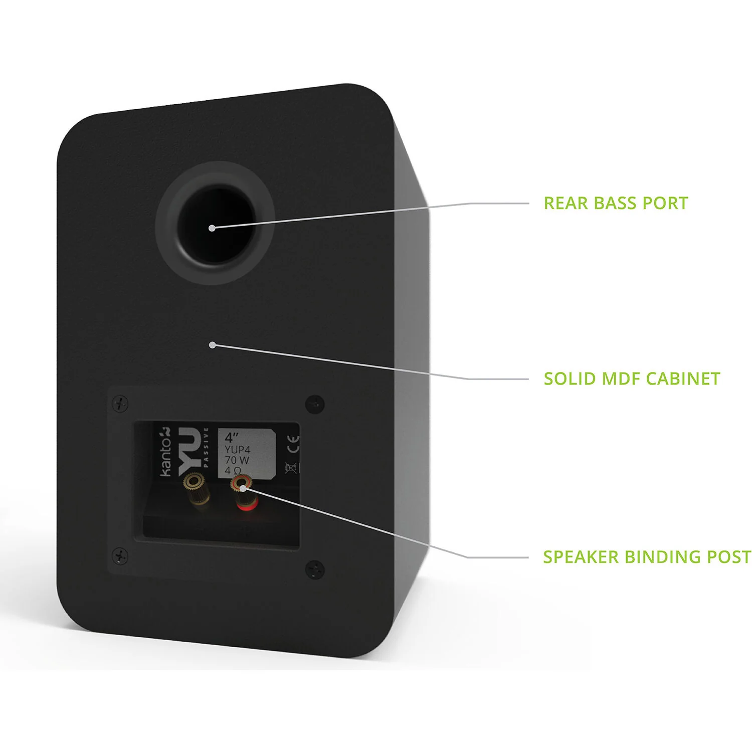 Kanto Living YUP4 2-Way Bookshelf Speakers (Matte Black, Pair) - Image 7