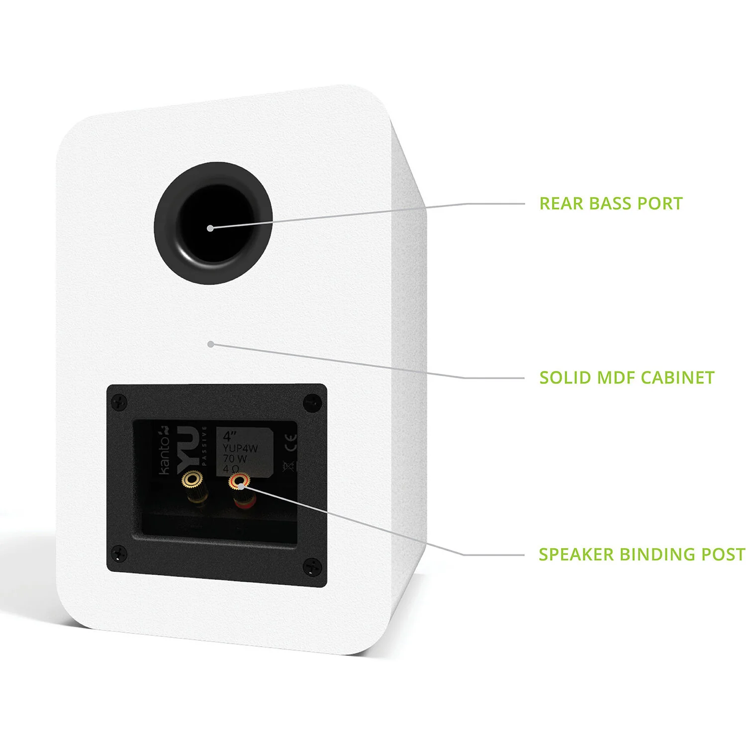 Kanto Living YUP4 2-Way Bookshelf Speakers (Matte White, Pair) - Image 7
