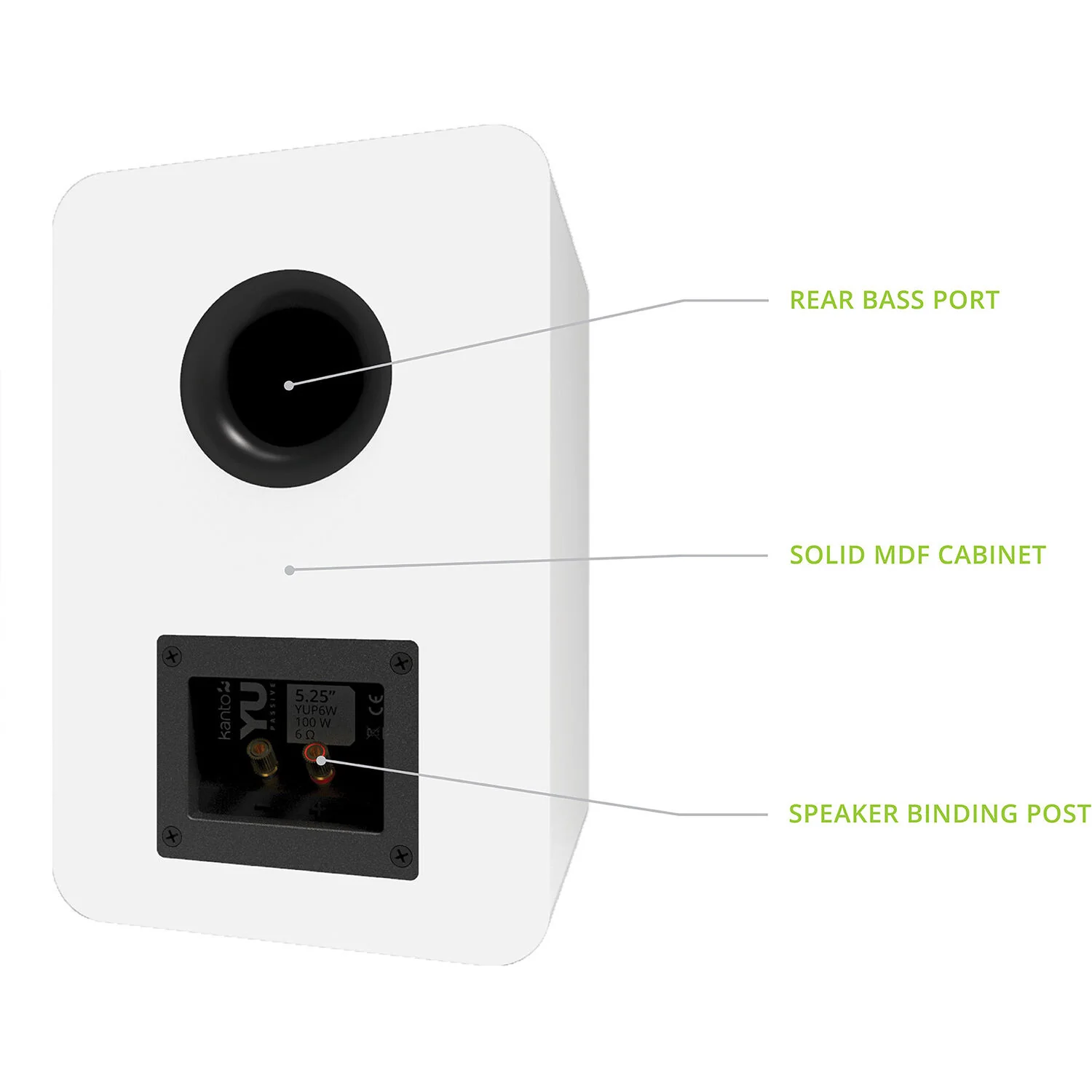 Kanto Living YUP6 2-Way Bookshelf Speakers (Matte White, Pair) - Image 6