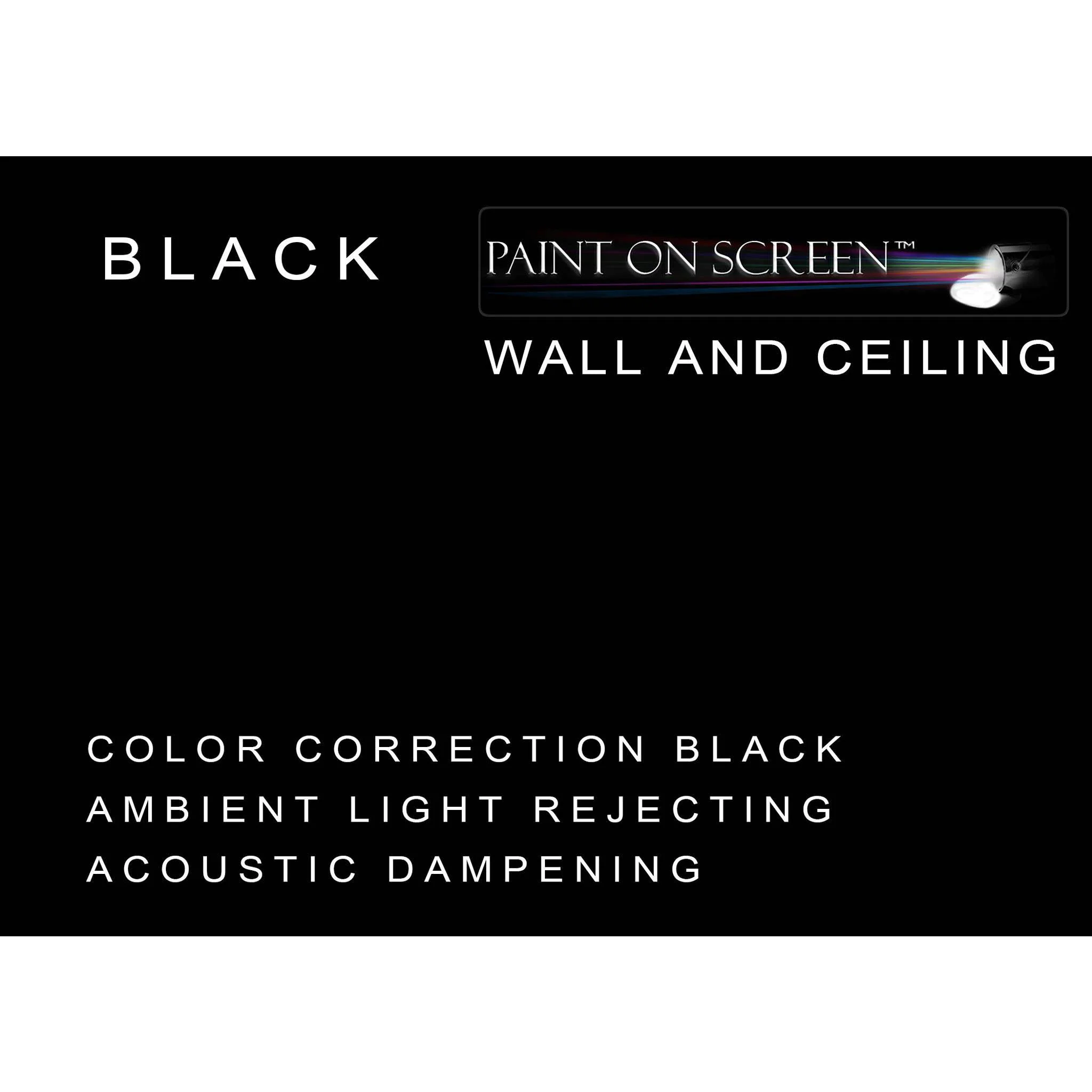 Projector Screen Paint - Wall/Ceiling Ambient Light Rejecting Acoustic Dampening - Black - Gallon - Image 2