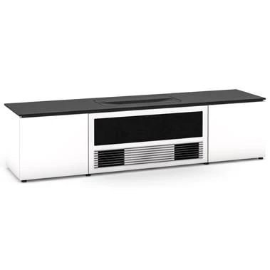 Salamander Designs Miami 245 Cabinet for integrated Epson LS800 UST Projector - Gloss White, Black Top - X/EPSLS800/245MM/BK