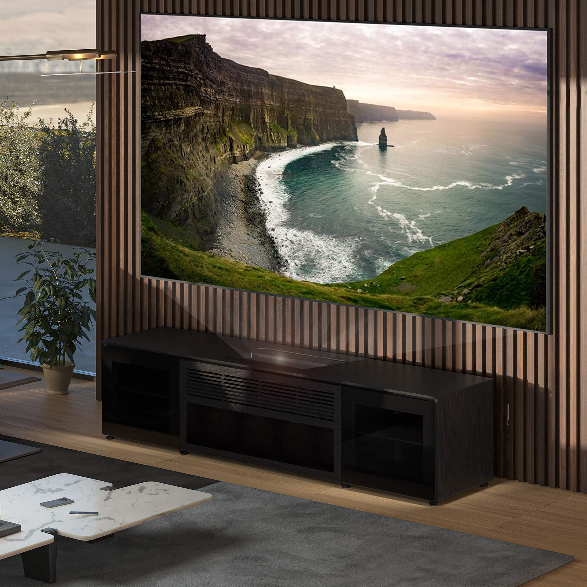 Salamander Designs Oslo 245 Cabinet for integrated Hisense L9Q UST Projector - Black Glass - C2/HSE1/UST/245OS/BK - Image 3