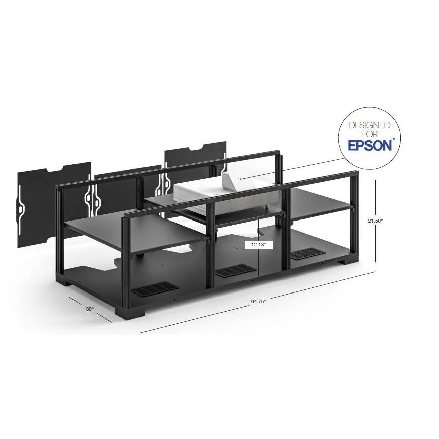 Salamander Designs Siena 237S EPS Cabinet for integrated Epson LS500 UST Projector - Medium Walnut, Black Top - X3/EPS2/237S/SN/MW/BK - Image 2