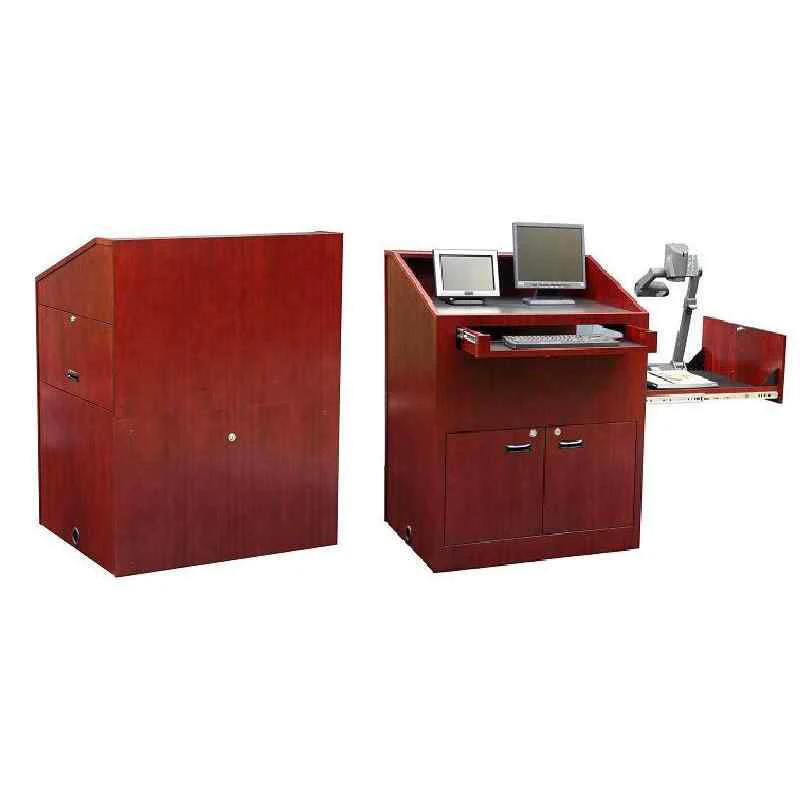 Sound-Craft MML48V-Natural Sapele Presenter Series 48"H x 48"W Multimedia Lectern with Natural Sapele Wood Veneer - Image 2