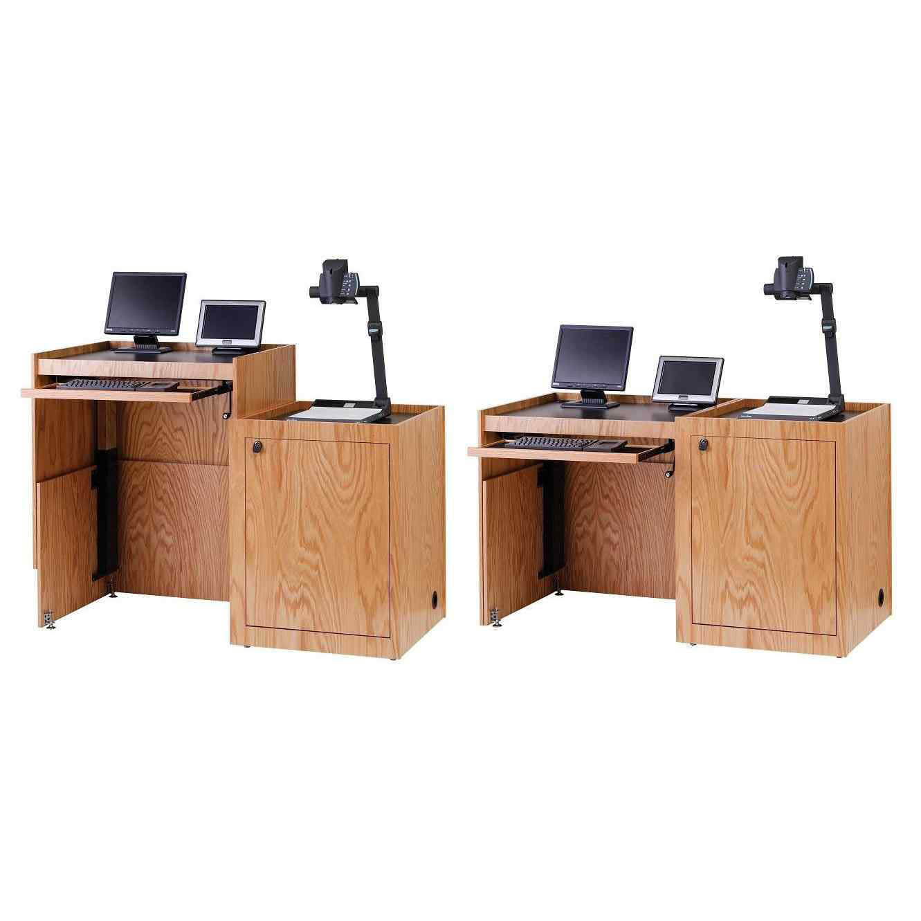Sound-Craft WSV-50-Natural Oak Ideal Series 50"H Height Adjustable Multimedia Workstation with Natural Oak Veneer