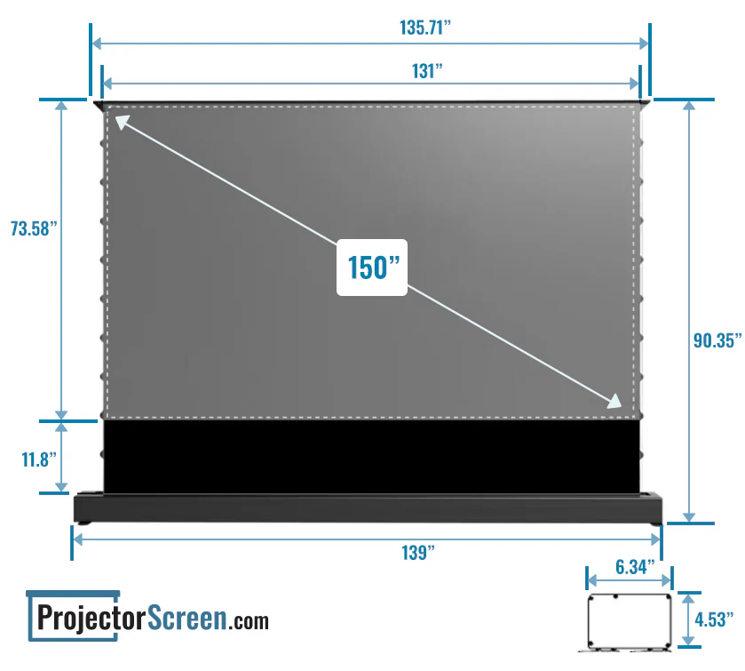 Spectra Projection Equinox 150" Motorized Floor Rising ALR screen for Ultra Short Throw Projectors UST Ambient Light Rejecting - Image 3