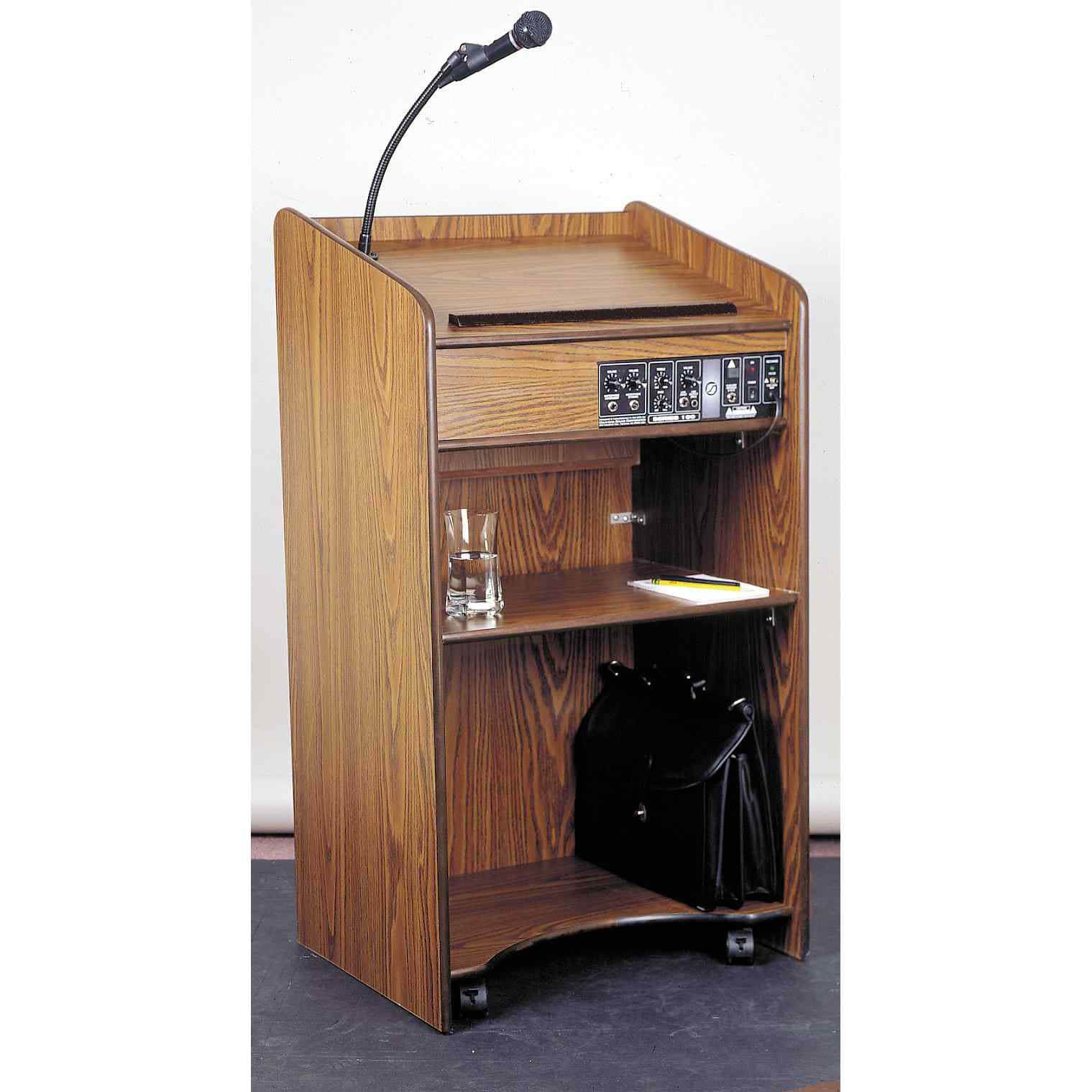 The Aristocrat Sound Lectern (Sound, Mahogany) with tie clip/ lavalier wireless mic - Image 2