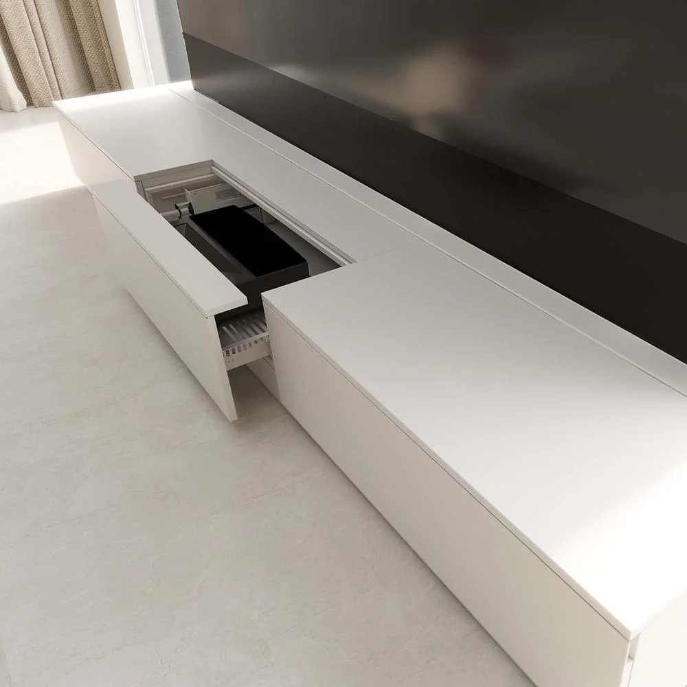 Vividstorm VC22BC100W Barcelona Mark III Motorized UST Laser TV Cabinet - White - Image 3
