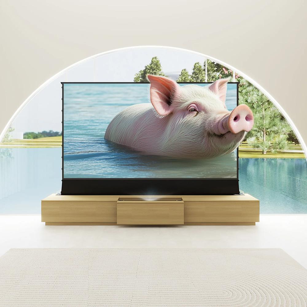 Vividstorm VC22BC120K Barcelona Mark III Motorized UST Laser TV Cabinet - Oak