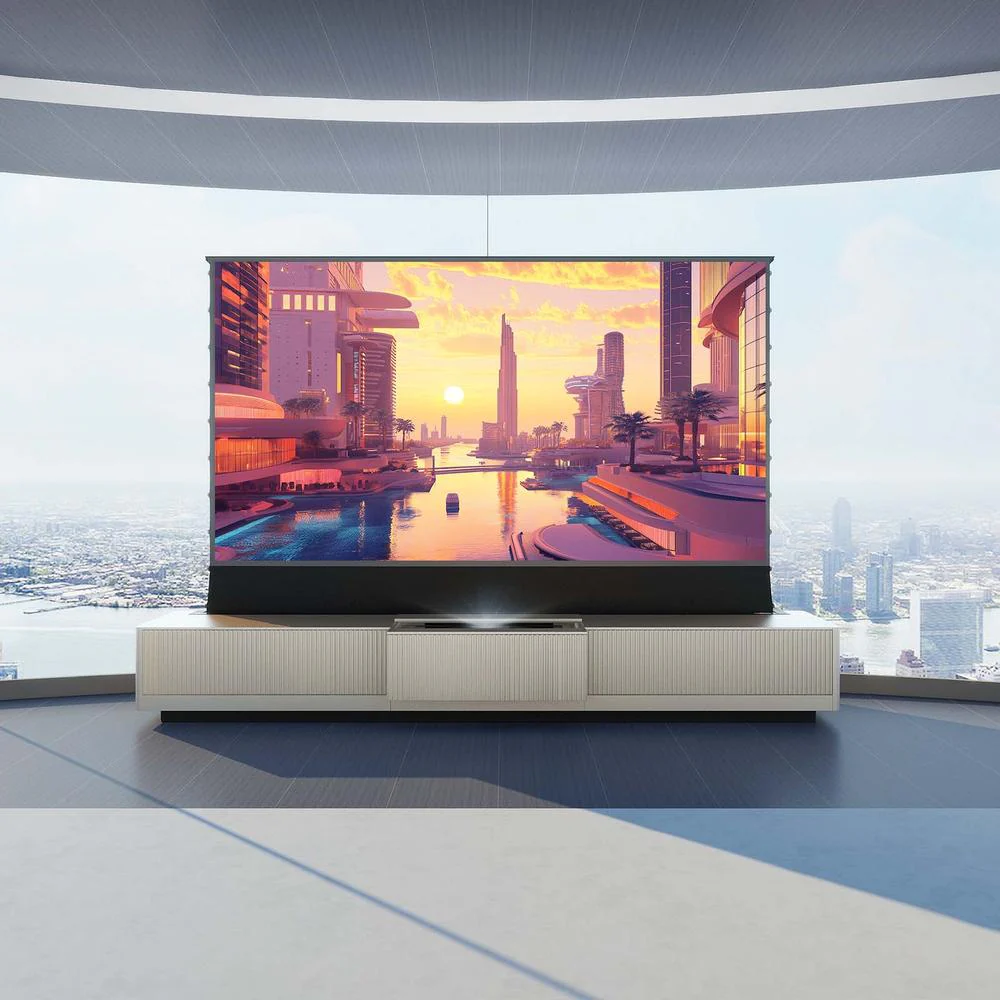 Vividstorm VC49GE120S Geneva Motorized UST Laser TV Cabinet - Silver