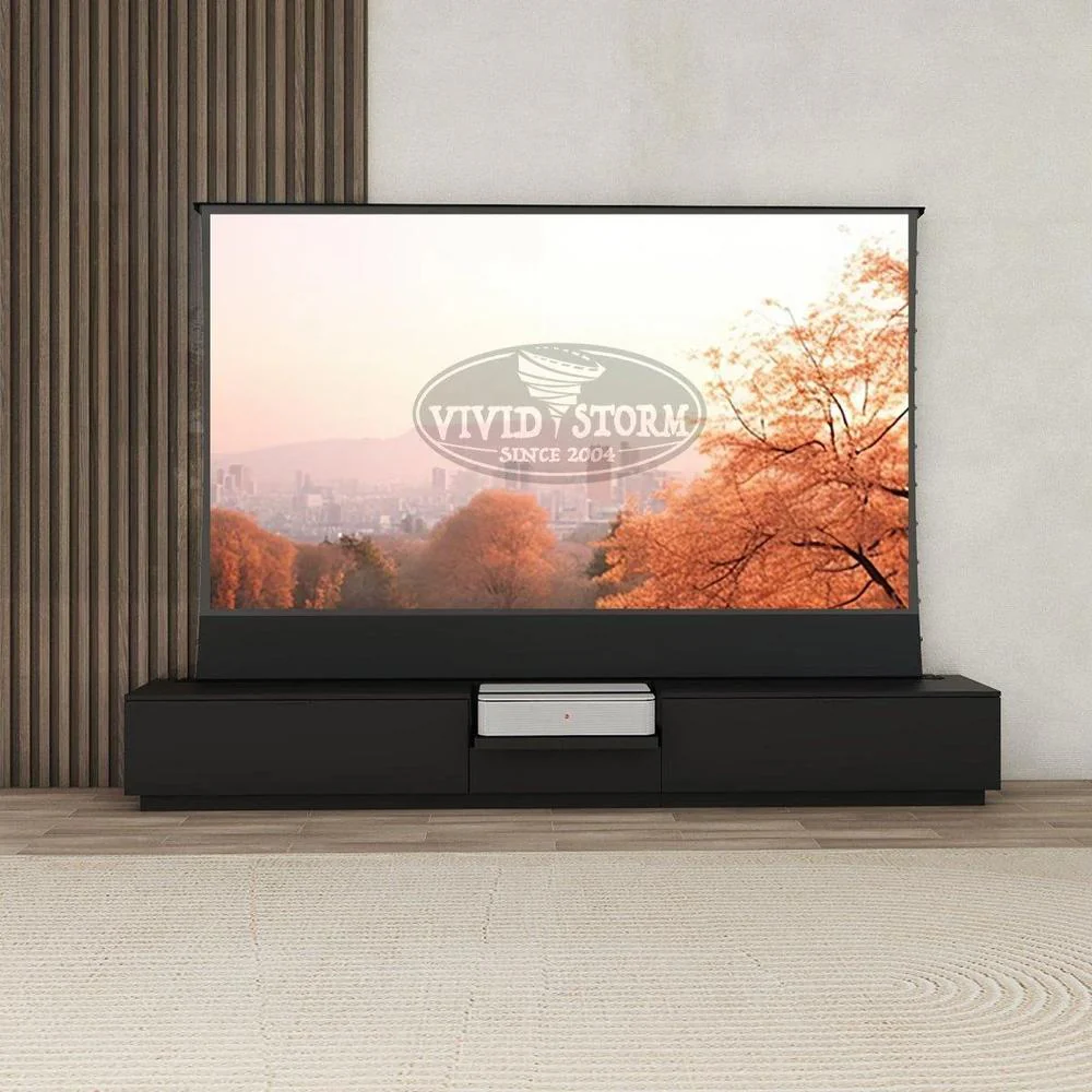Vividstorm VC69BL100B-LC Berlin Leica Cine 1 Edition Motorized UST Laser TV Cabinet - Black