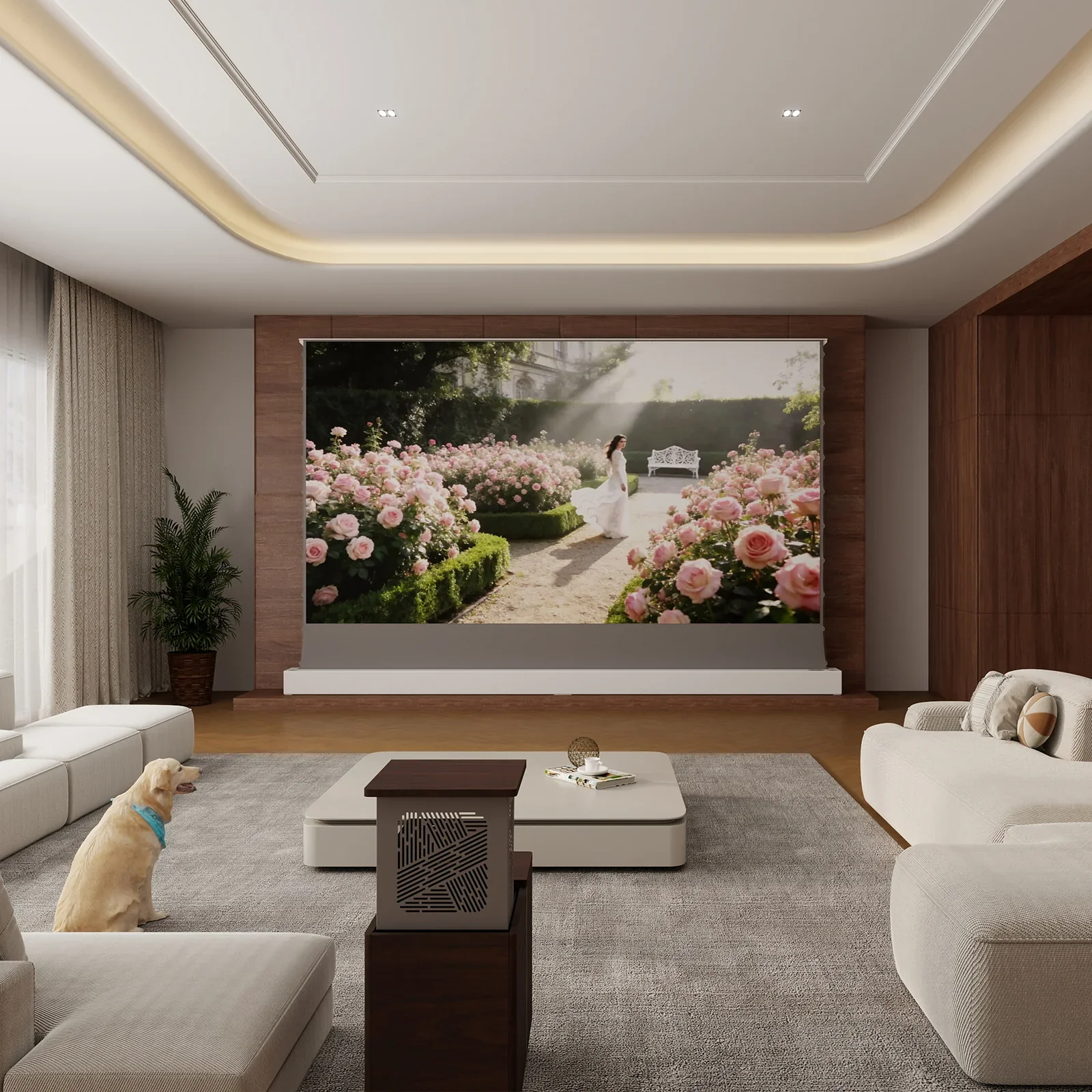 Vividstorm VLTCASW Astra Motorized Long Throw Projector Cabinet - White - Image 4